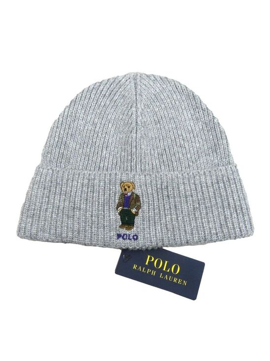 Polo Ralph Lauren Other - Polo Ralph Lauren RL Embroidered Bear Grey Beanie Cap One Size Fit NEW